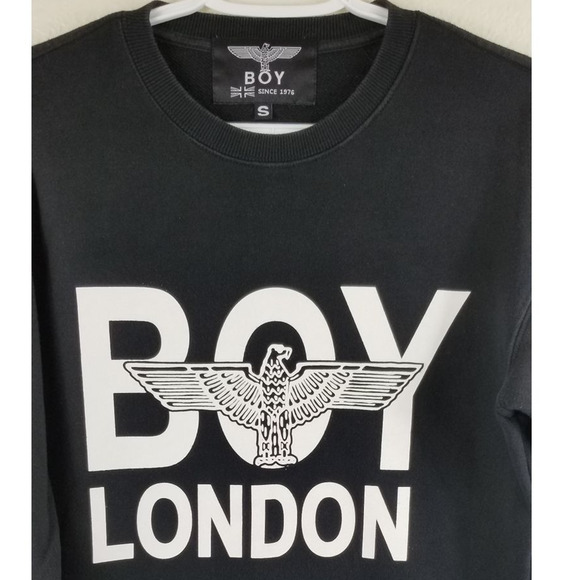 BOY London UK Black Large LOGO Athletic Winter Warm Sweatshirt Men S - Picture 2 of 4